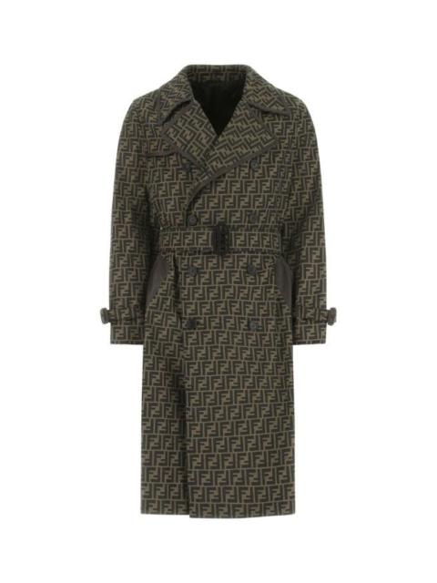 Fendi Man Embroidered Polyester Blend Trench Coat