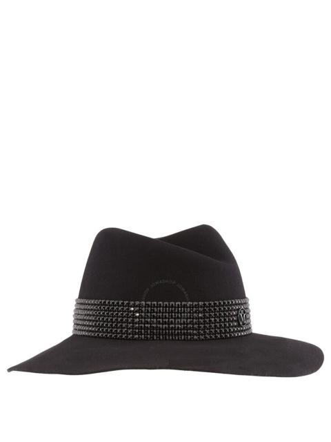 Maison Michel Ladies Black Virginie Studded Strass Fedora Hat