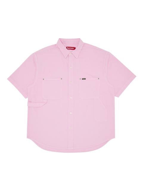 Supreme Loose Fit Short-Sleeve Denim Painter Shirt 'Pink'