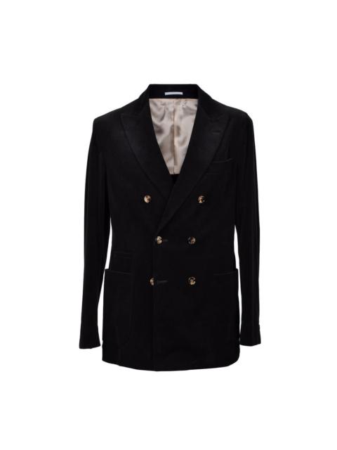 Brunello Cucinelli Brunello Cucinelli Jet Black Corduroy Double-Breasted Suit
