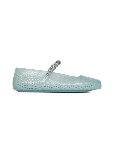 JIMMY CHOO Light green Jelly ballet flats with crystal