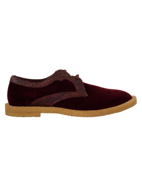 Dolce & Gabbana Bordeaux Velvet Exotic Leather Shoes