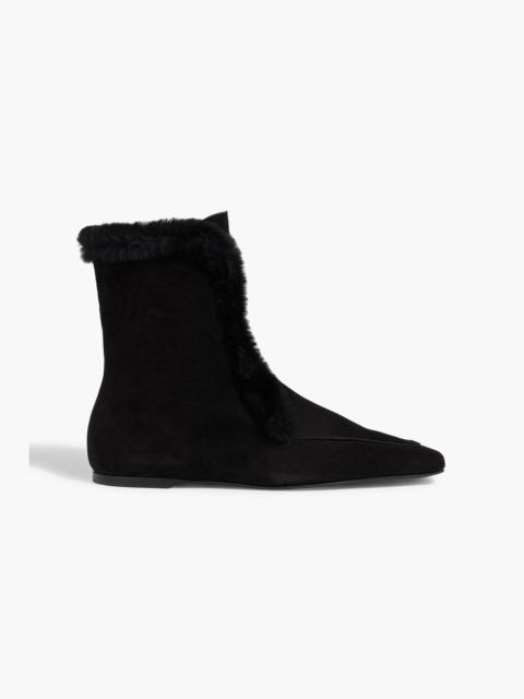 TOTEME Shearling-trimmed suede ankle boots