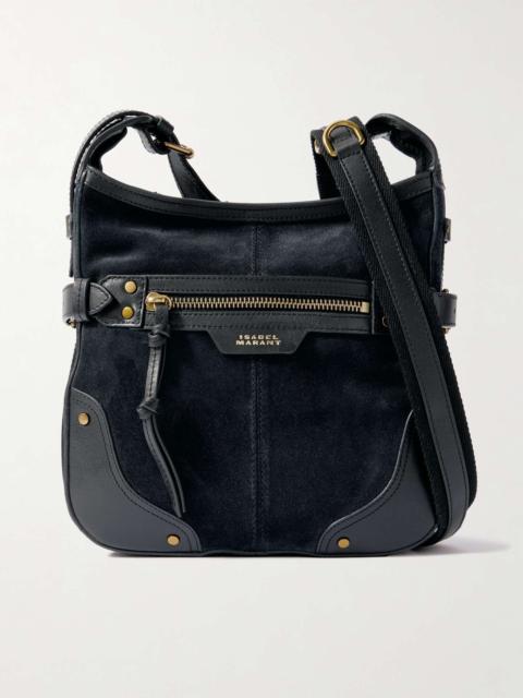 Sierra studded leather-trimmed suede shoulder bag Black