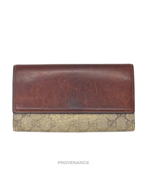 GUCCI Gucci Snap Long Wallet - GG Supreme Brown