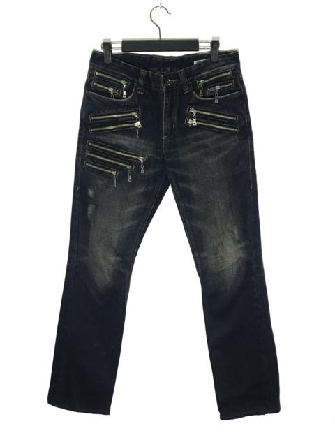 Other Designers Japanese Brand - Semantic Distressed Zipper Slim Fit Punk Style Denim Jeans