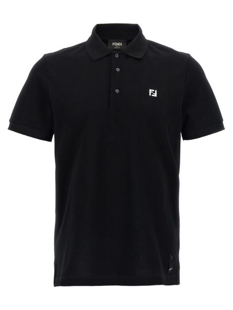 Fendi Men Ff Metallic Logo Polo Shirt
