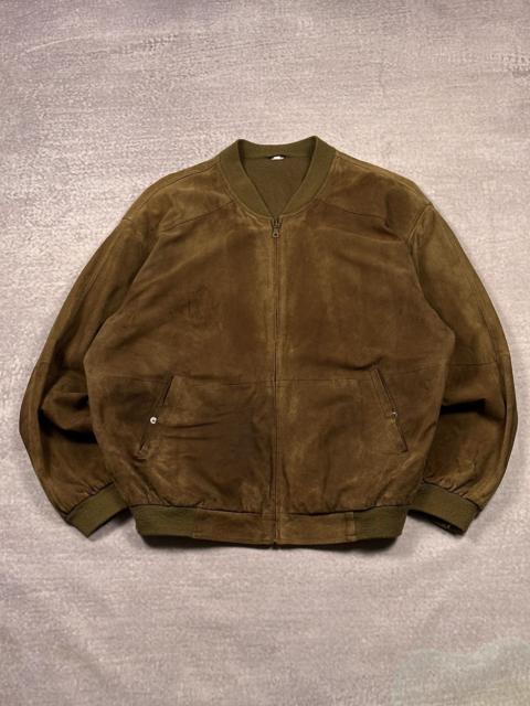 Other Designers Genuine Leather - Vintage 90s Boxy Fit Distressed Suede Leather Bomber Jacket