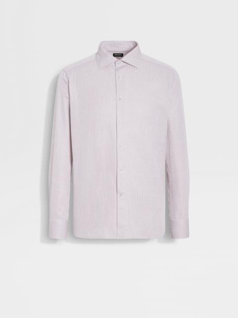 ZEGNA DARK PINK AND WHITE CHECKED CENTOVENTIMILA COTTON SHIRT