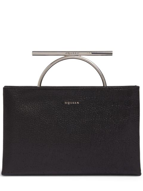 Cross Bar grainy leather clutch