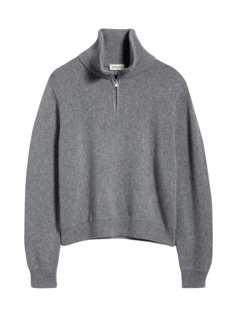 FRAME FRAME Half Zip Wool & Cotton Sweater in Grey Melange at Nordstrom