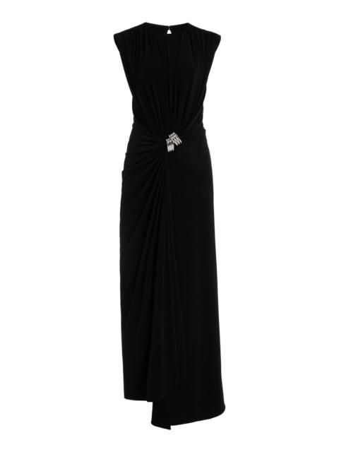 BRANDON MAXWELL The Serena Draped Jersey Maxi Dress black