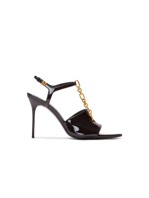 Balmain Sync patent leather sandals with heel