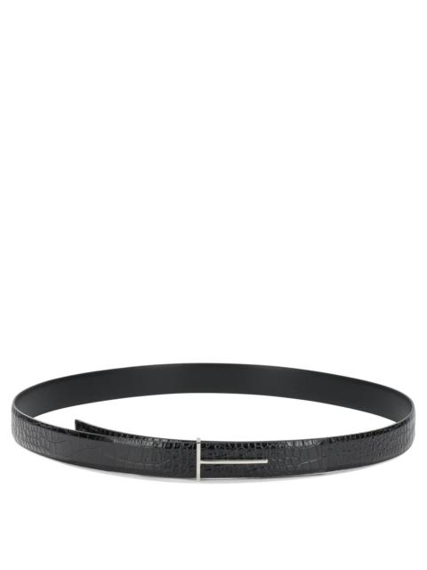 TOM FORD Tom Ford T Line Leather Belt Black