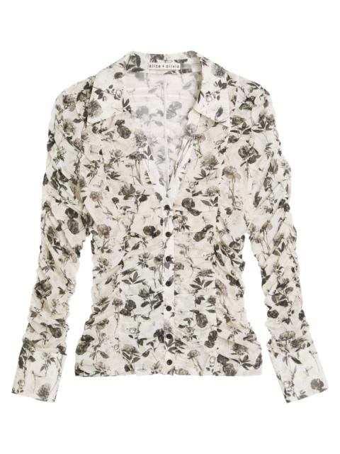 Alice + Olivia Alice + Olivia Portia Forest Ruched Mesh Shirt