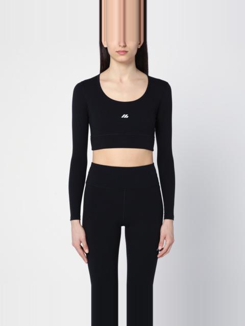 Black Activewear top in matt nylon blend