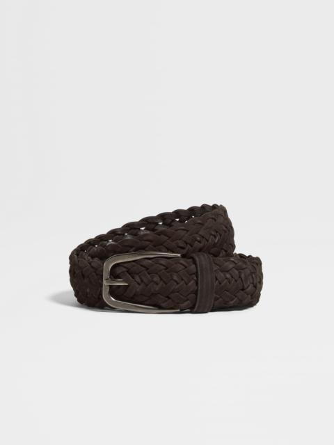 ZEGNA DARK BROWN LEATHER BELT