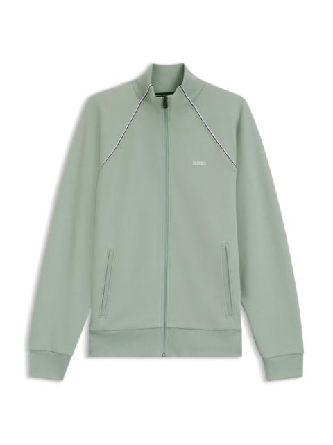 BOSS CONTRAST-PIPING SWEATSHIRT IN A COTTON BLEND