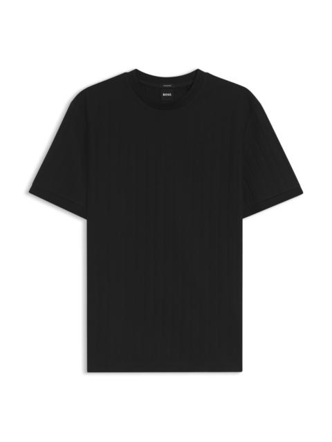 BOSS VERTICAL-STRIPE T-SHIRT IN MERCERISED COTTON