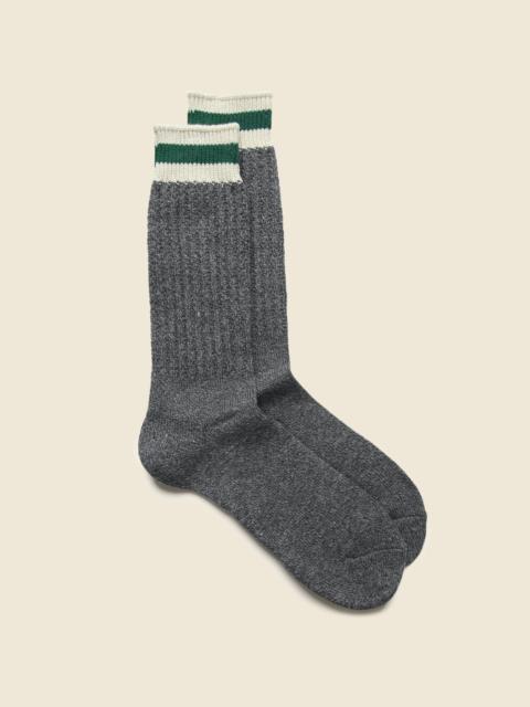 ANONYMOUSISM Tuck Cuff Stripe Crew Sock - Charcoal