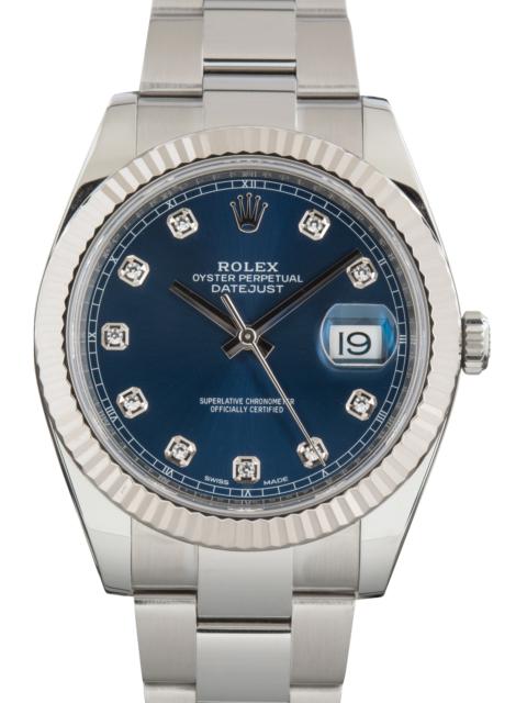 ROLEX Used Rolex Datejust 41 Blue Diamond Dial Ref 126334 Fluted Bezel