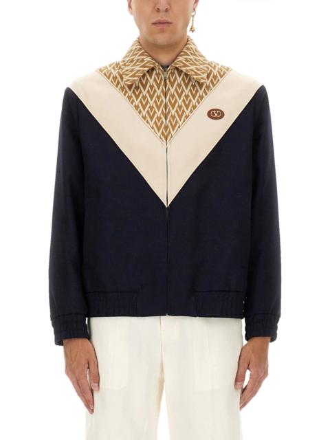 Valentino Valentino Men Wool Bomber Jacket With Print Toute La V