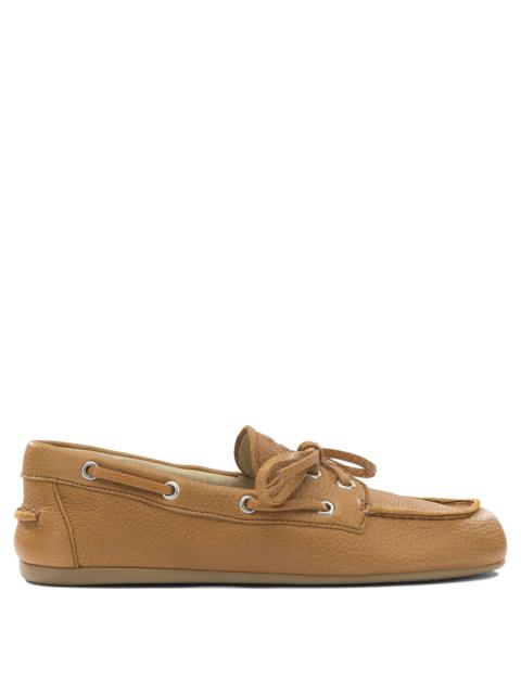 Miu Miu Miu Miu Hammered Leather Lace-up Boat Loafers