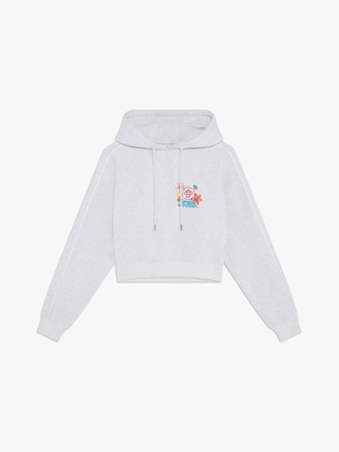CASABLANCA Grey Embroidered Cropped Hooded Sweatshirt | Casablanca Paris