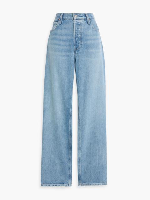 PAIGE Sawyer distressed high-rise straight-leg jeans