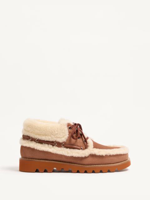 PALM AVENUE ANKLE BOOT IN CRUST LEATHER AND WOOL