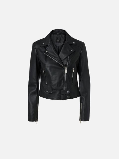 PINKO SHORT ZIPPED NAPPA LEATHER BIKER JACKET