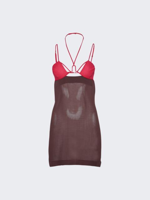 NENSI DOJAKA U Wire Bra Mini Dress Bitter Chocolate And Hot Pink
