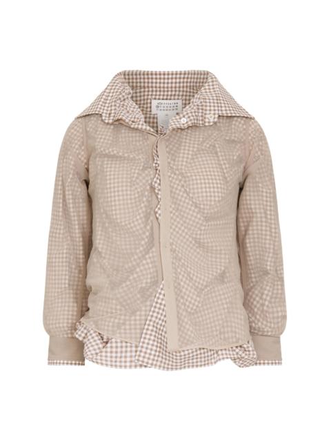 Maison Margiela DOUBLE LAYER LONG SLEEVE SHIRT - CAMEL/TAN/WHITE