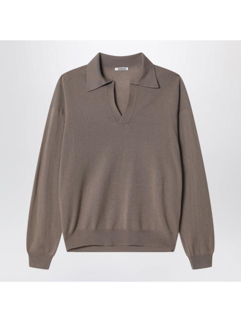 AURALEE Auralee Khaki Brown Cashmere And Silk Skipper Polo Men