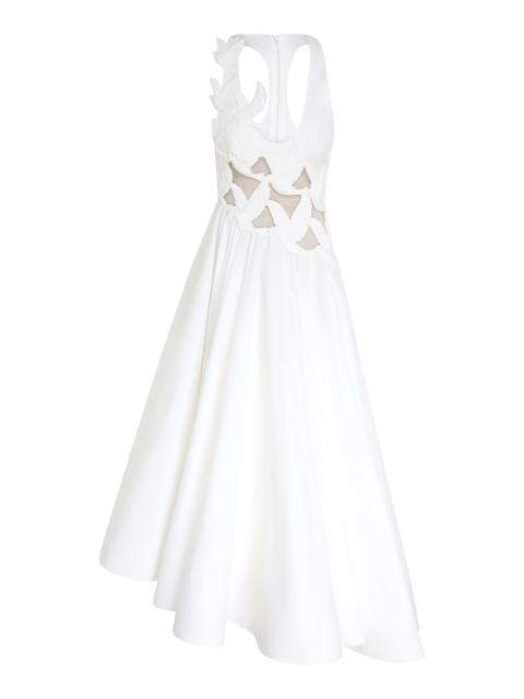 Zimmermann Luna Appliquéd Cotton Midi Dress ivory