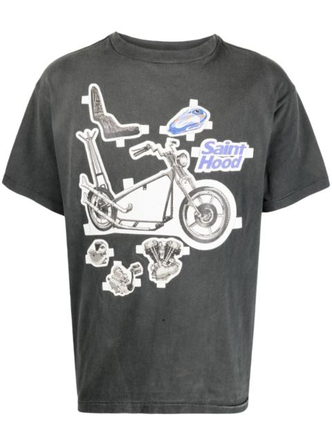 SAINT M×××××× graphic-print distressed cotton T-shirt