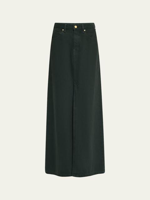 ULLA JOHNSON The Anais Denim Mid-Rise Maxi Skirt