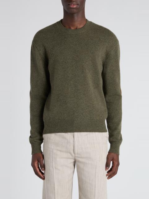 Bottega Veneta Bottega Veneta Classic Cashmere Blend Sweater with Intrecciato Suede Hearts in 3749 Camo at Nordstro