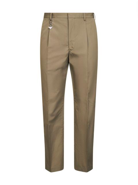 Prada Prada Abbigliamento Men Clay Cotton Trousers With Key Ring