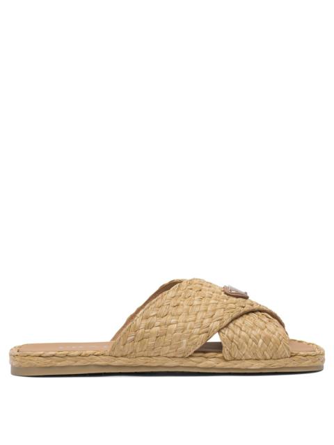 Prada Prada Crisscross Raffia Slides