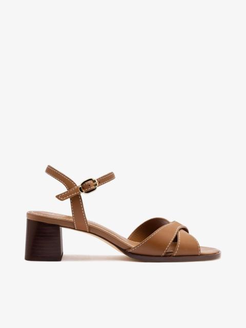 Larroudé Roma Sandal In Vegetale Caramel Leather