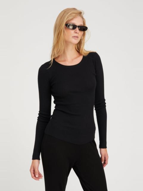 SPRWMN BLACK CASHMERE LONG SLEEVE BABY TEE