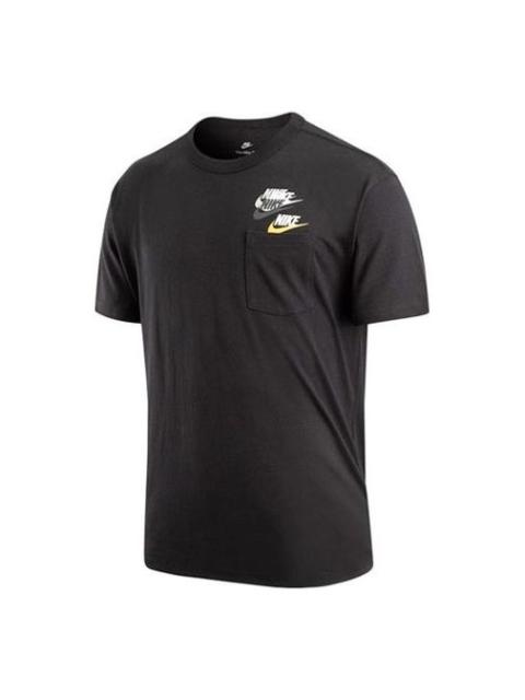 Nike Men's Nike As Nsw Tee Prem Pocket Casual Breathable Round Neck Logo Solid Color Short Sleeve Black T
