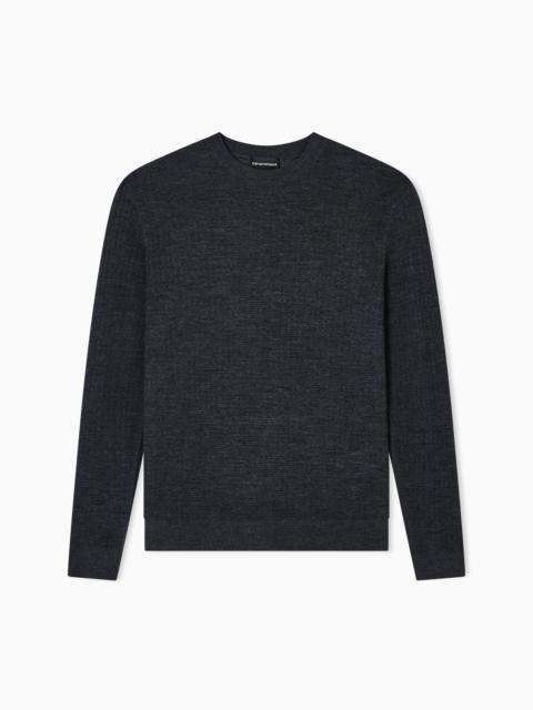 EMPORIO ARMANI VIRGIN WOOL JUMPER WITH EMBOSSED JACQUARD PATTERN