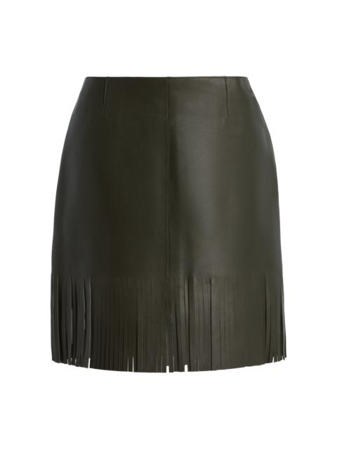Etro Fringed Leather Skirt green