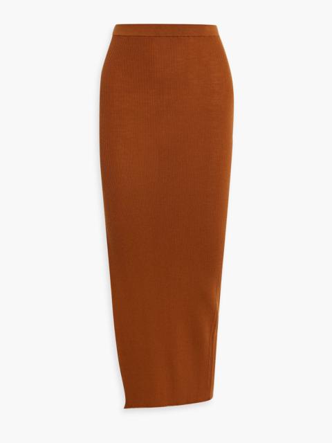 Rick Owens Ziggy ribbed wool-blend midi skirt