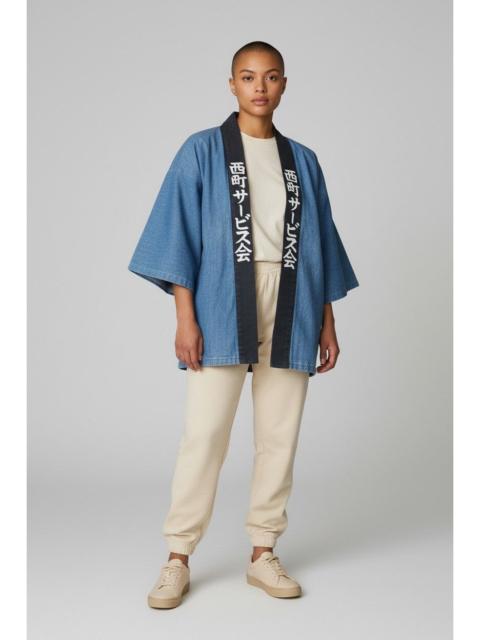 visvim JAPANESE STYLE KIMONO DENIM JACKET BUTTON LESS RED INSIDE