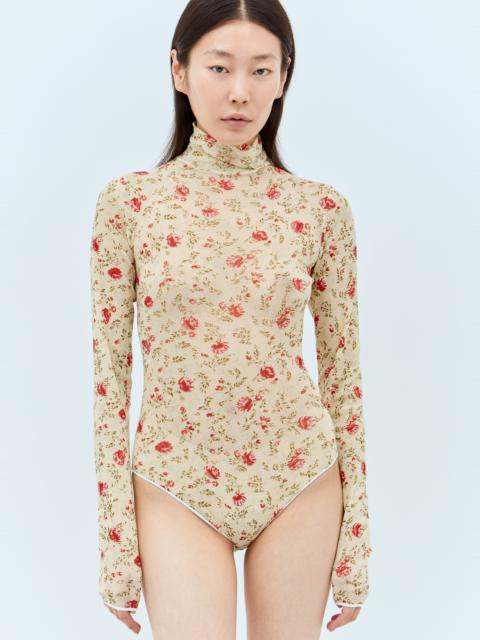 Prada Printed Stretch Tulle Bodysuit