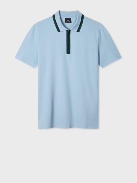 Paul Smith Pale Blue Contrast Tipping Zip Polo Shirt
