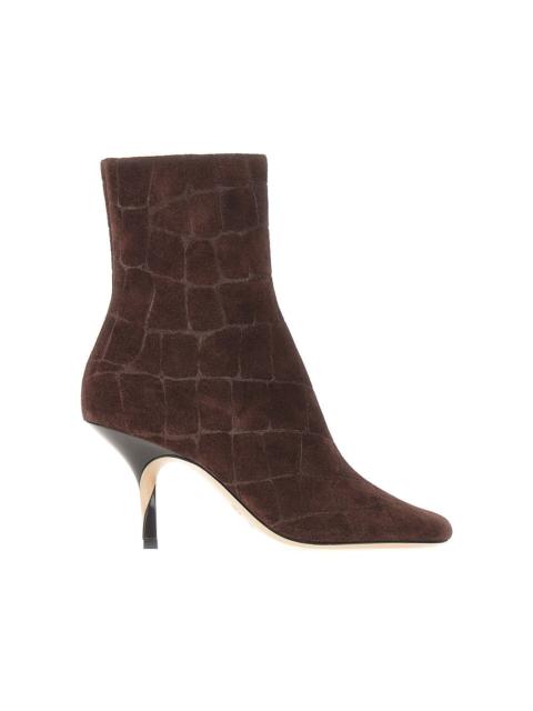 JACQUEMUS Jacquemus Croco-embossed Leather Ankle Boots Brown